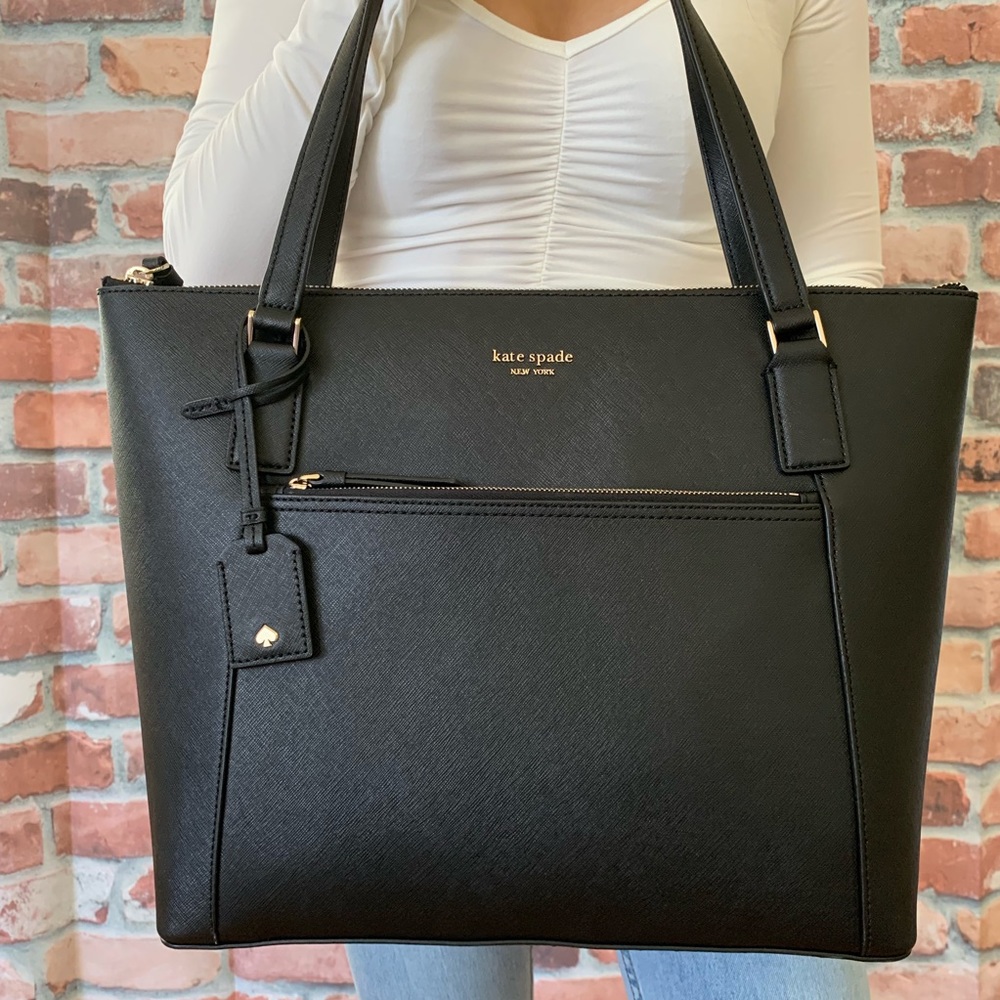 Kate spade LARGE Cameron pocket tote BLACK bag - Picture 1 of 8
